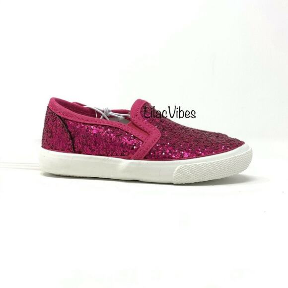 Cat & Jack Madigan Slip-On Sneakers Pink Glitter Size 7 - Picture 1 of 5